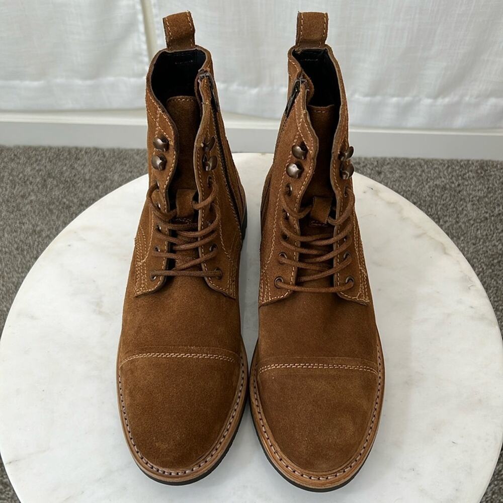 Frye NEW Russell Tan Leather Lace Up Zip Boots Men’s Size 9 - Picture 1 of 11